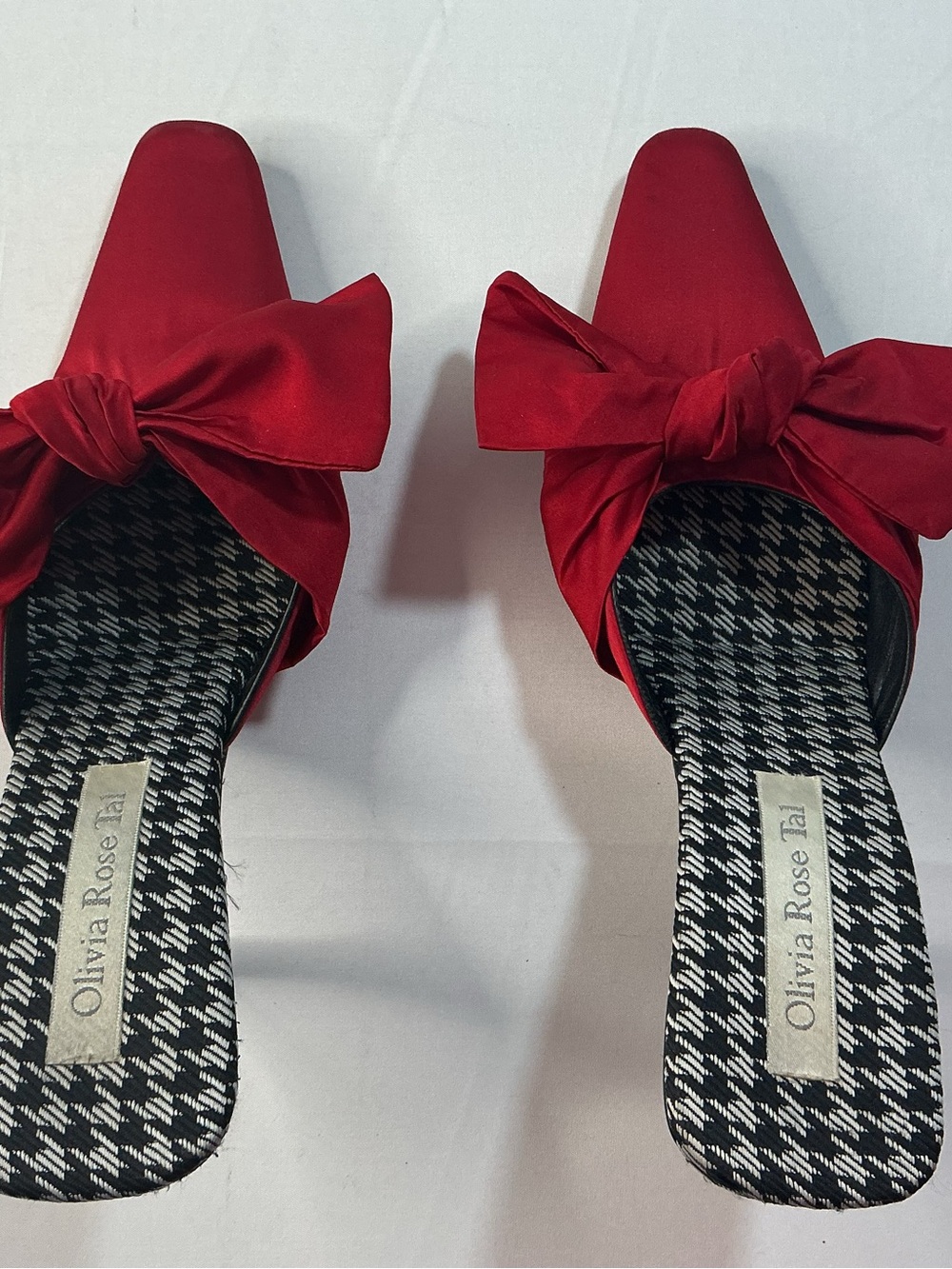 Olivia Rose Tal Red Knot Bow Slip-On Mules